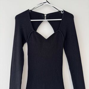 Sweetheart Neckline Ribbed Knit Dress